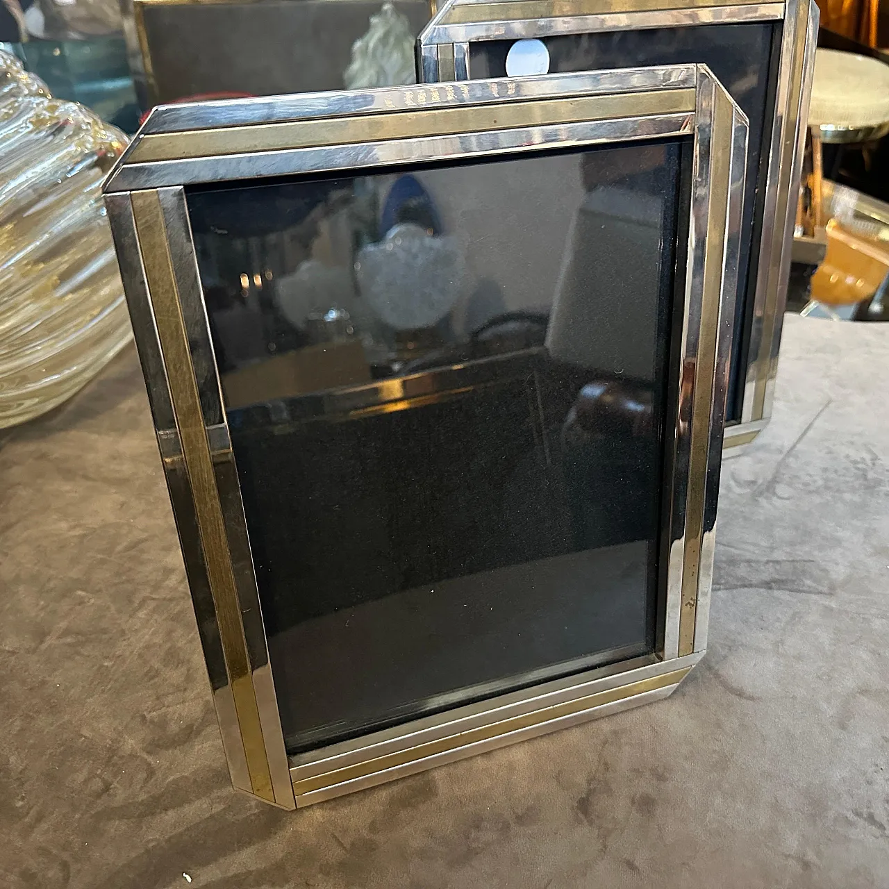 Pair of silver plated frames in Willy Rizzo style, 1970s 3