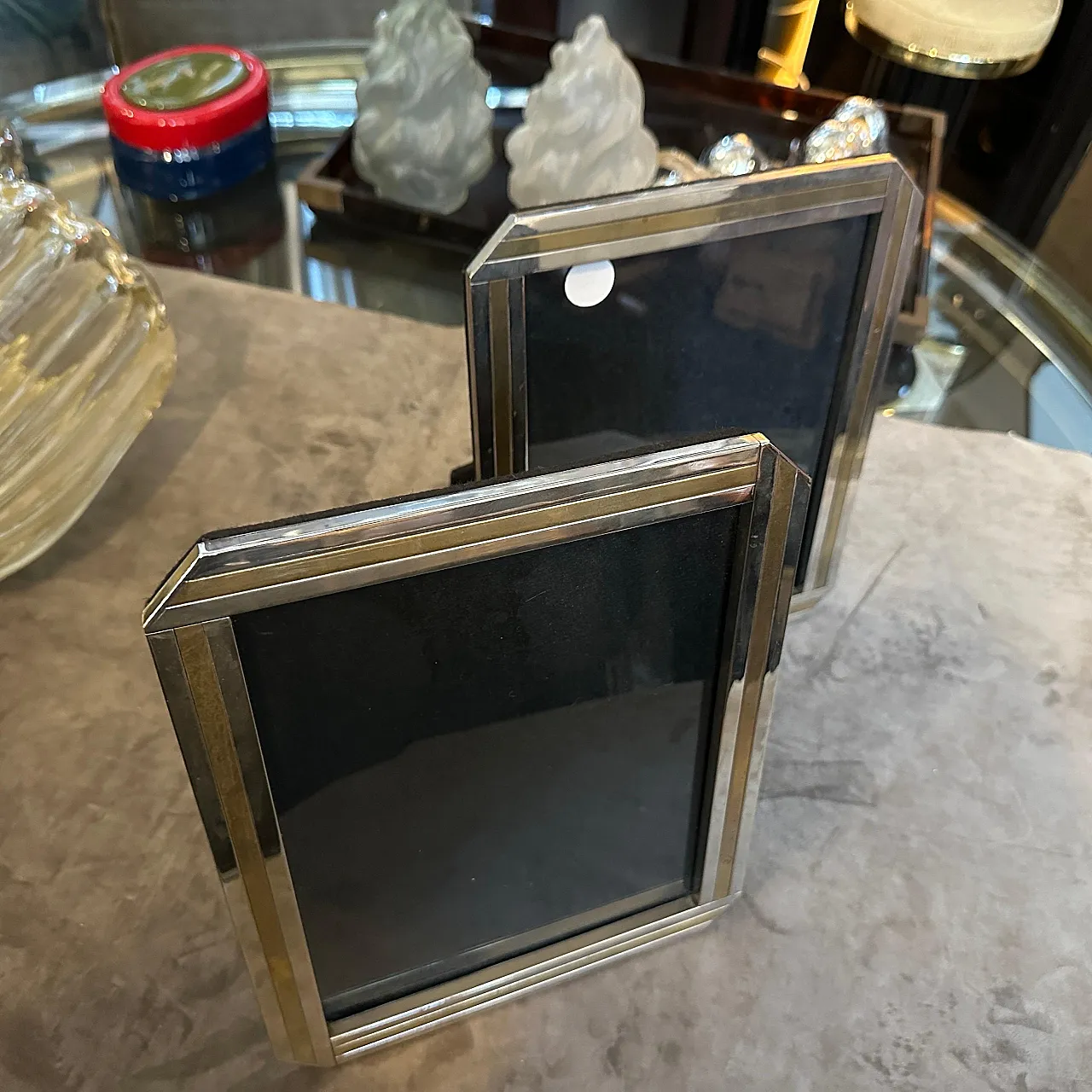 Pair of silver plated frames in Willy Rizzo style, 1970s 5