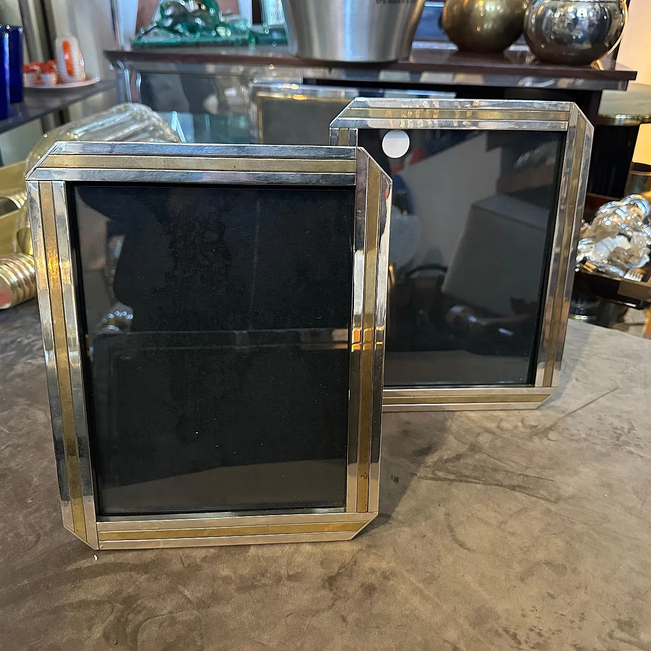 Pair of silver plated frames in Willy Rizzo style, 1970s 6