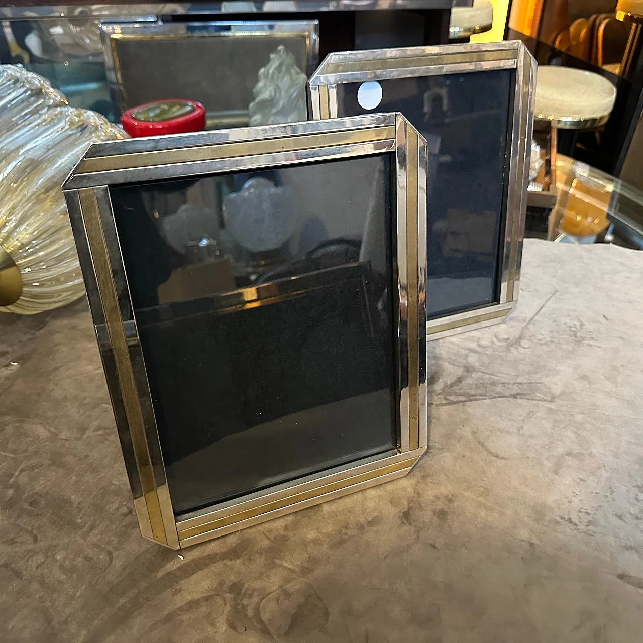 Pair of silver plated frames in Willy Rizzo style, 1970s 7