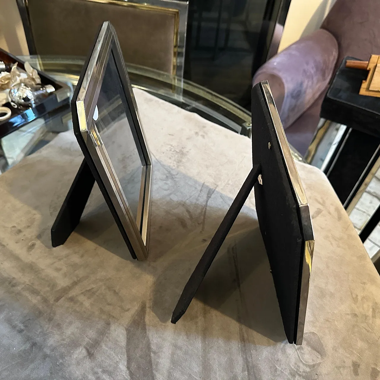 Pair of silver plated frames in Willy Rizzo style, 1970s 10