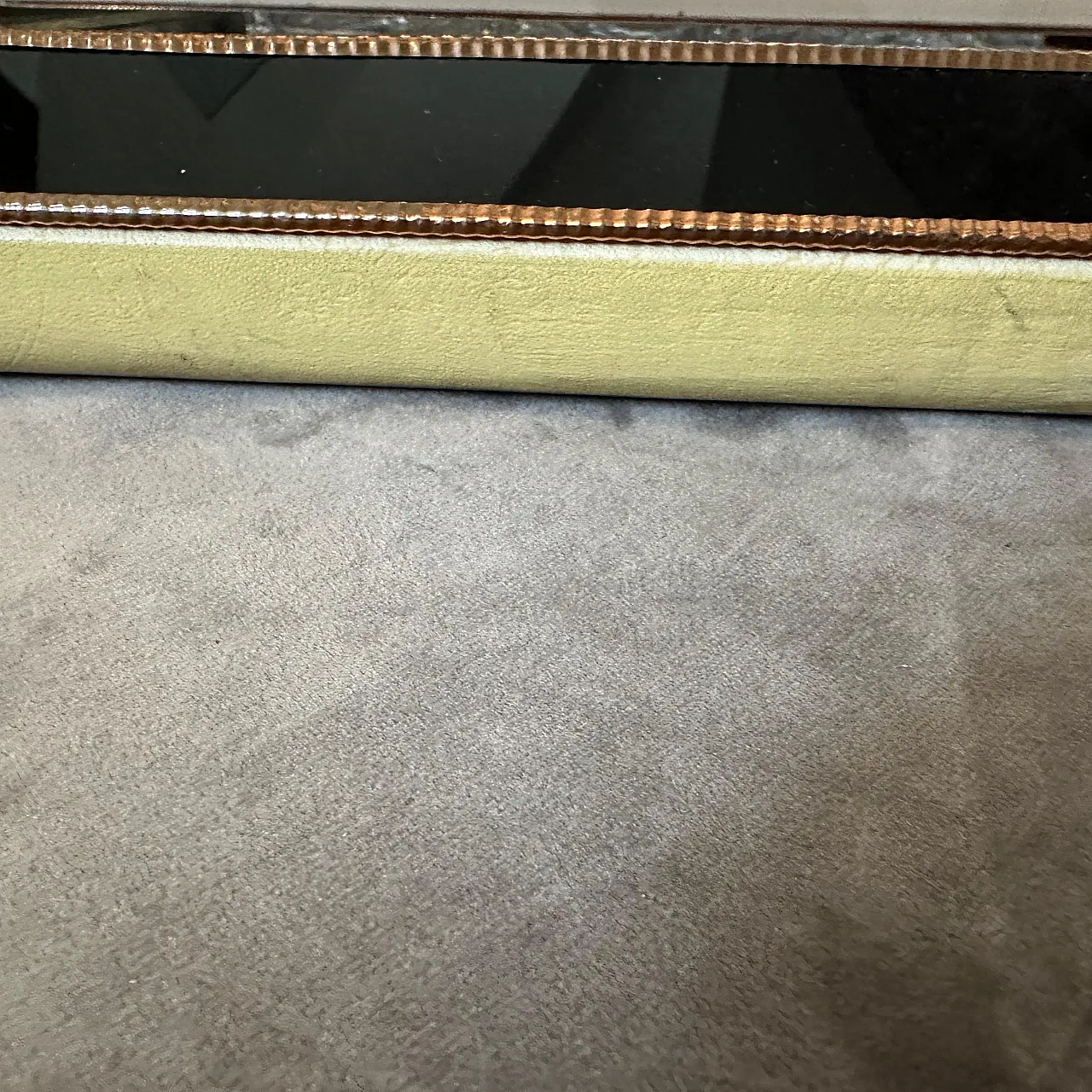 Rectangular serving tray in copper and glass, 1930s 8