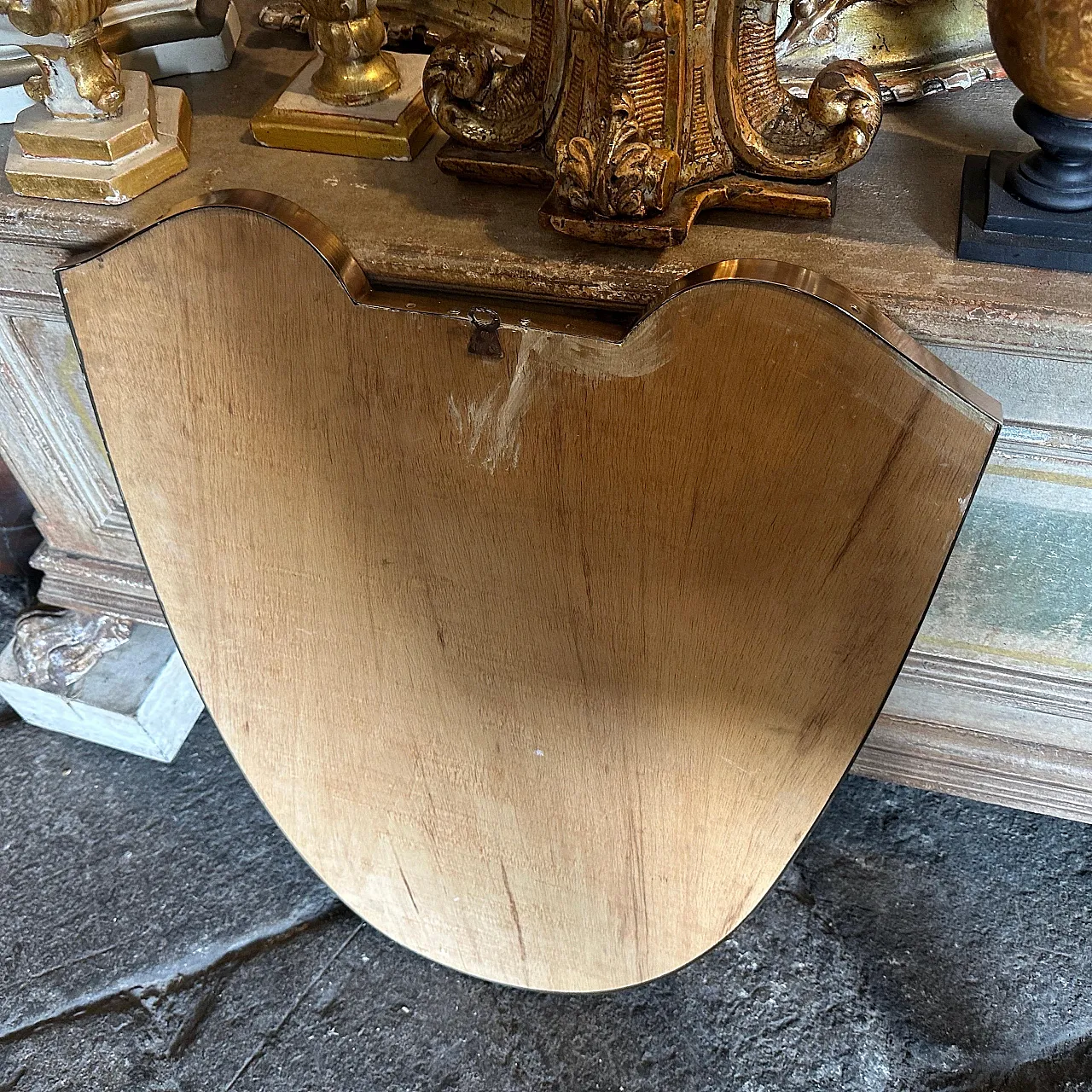 Specchio da parete in ottone massiccio di Gio Ponti, anni '50 3
