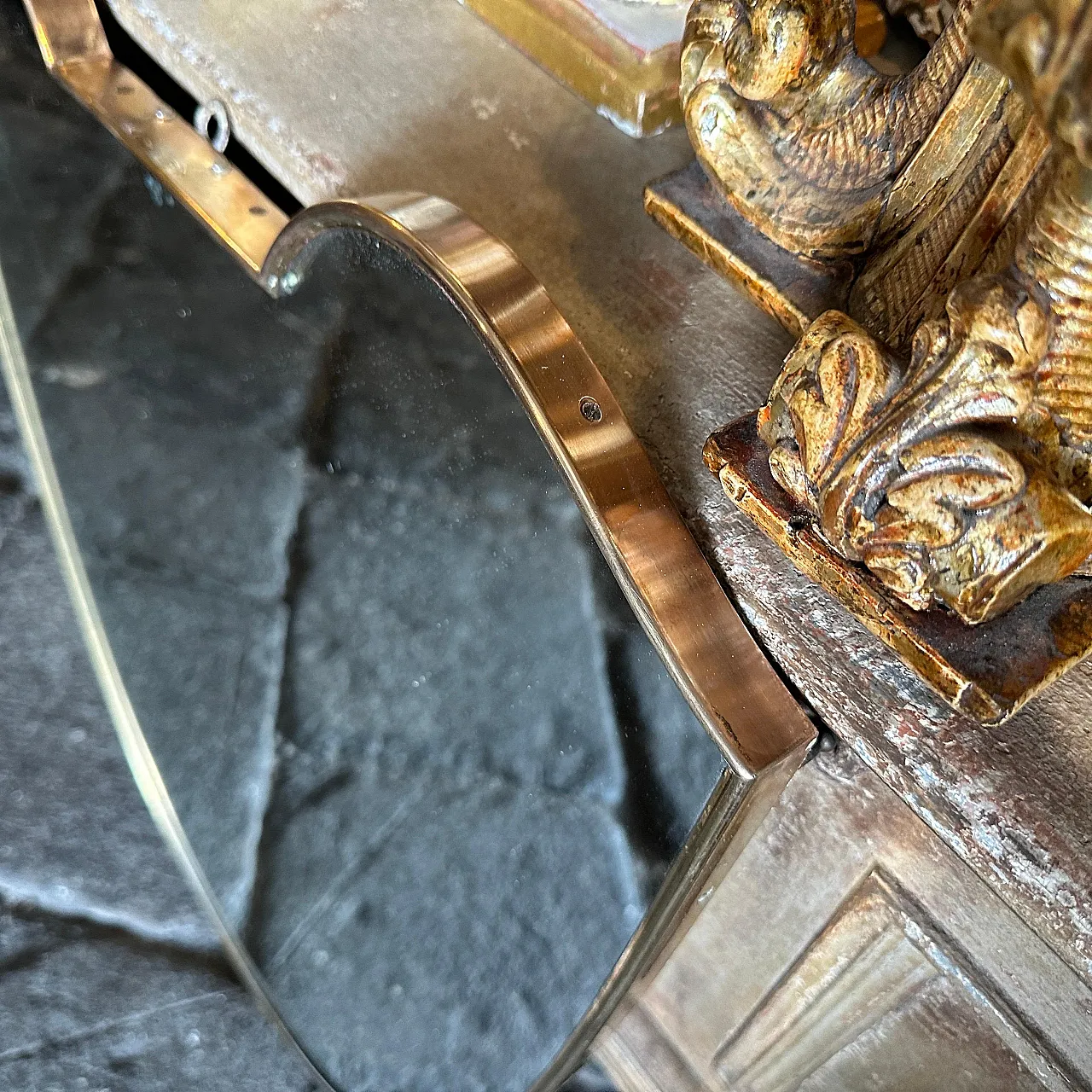 Specchio da parete in ottone massiccio di Gio Ponti, anni '50 9