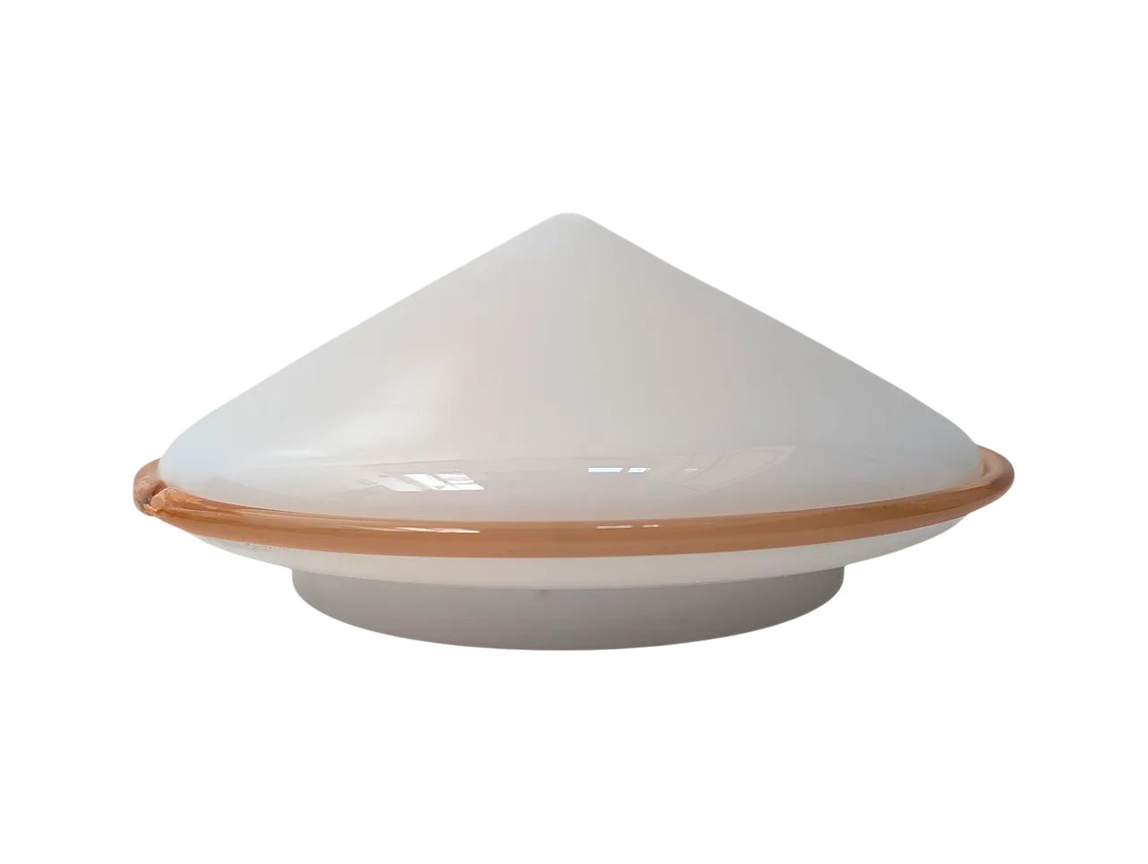 Applique in vetro soffiato con bordo ambrato anni 70 10