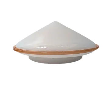 Applique in vetro soffiato con bordo ambrato anni 70