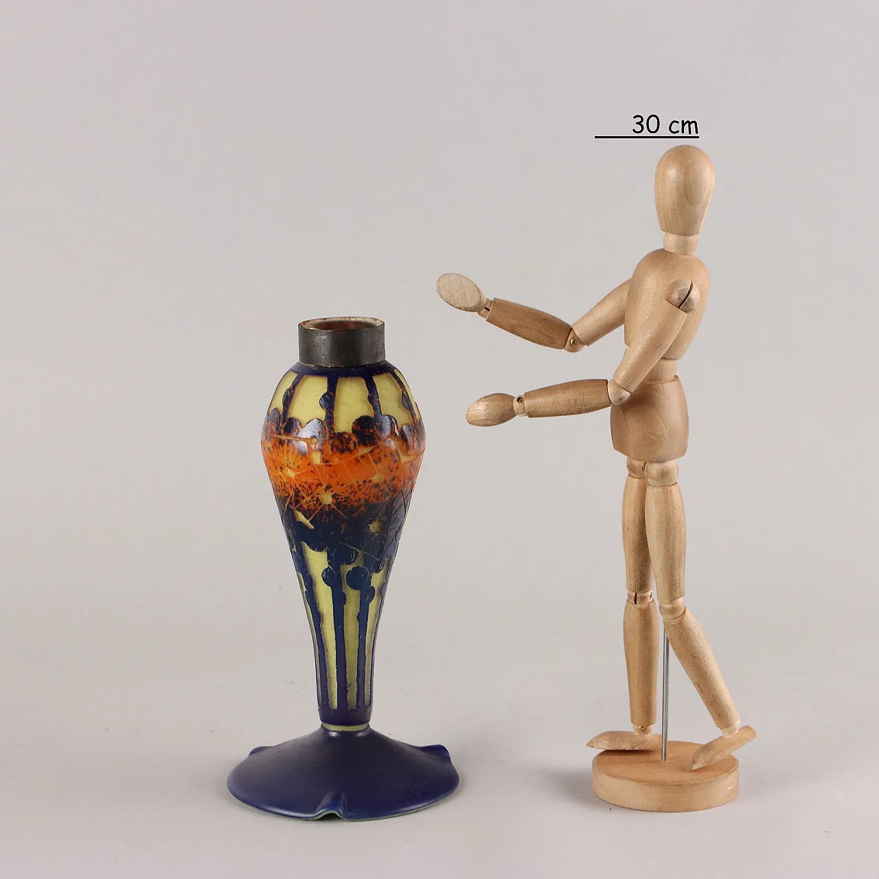 Base per lampada da tavolo in vetro di Le Verre Français, inizio '900 2