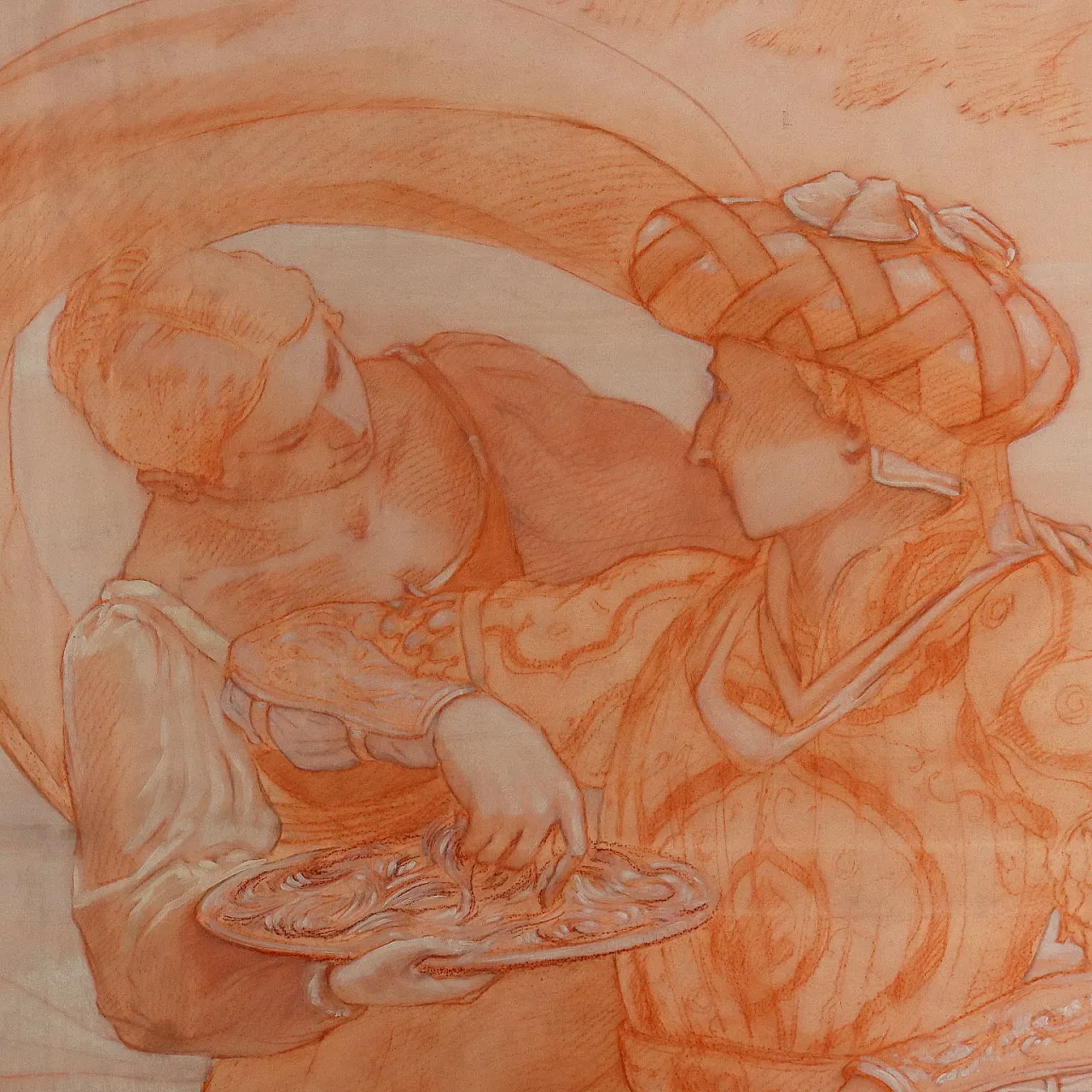 Genre scene with figures, mixed technique on board 1