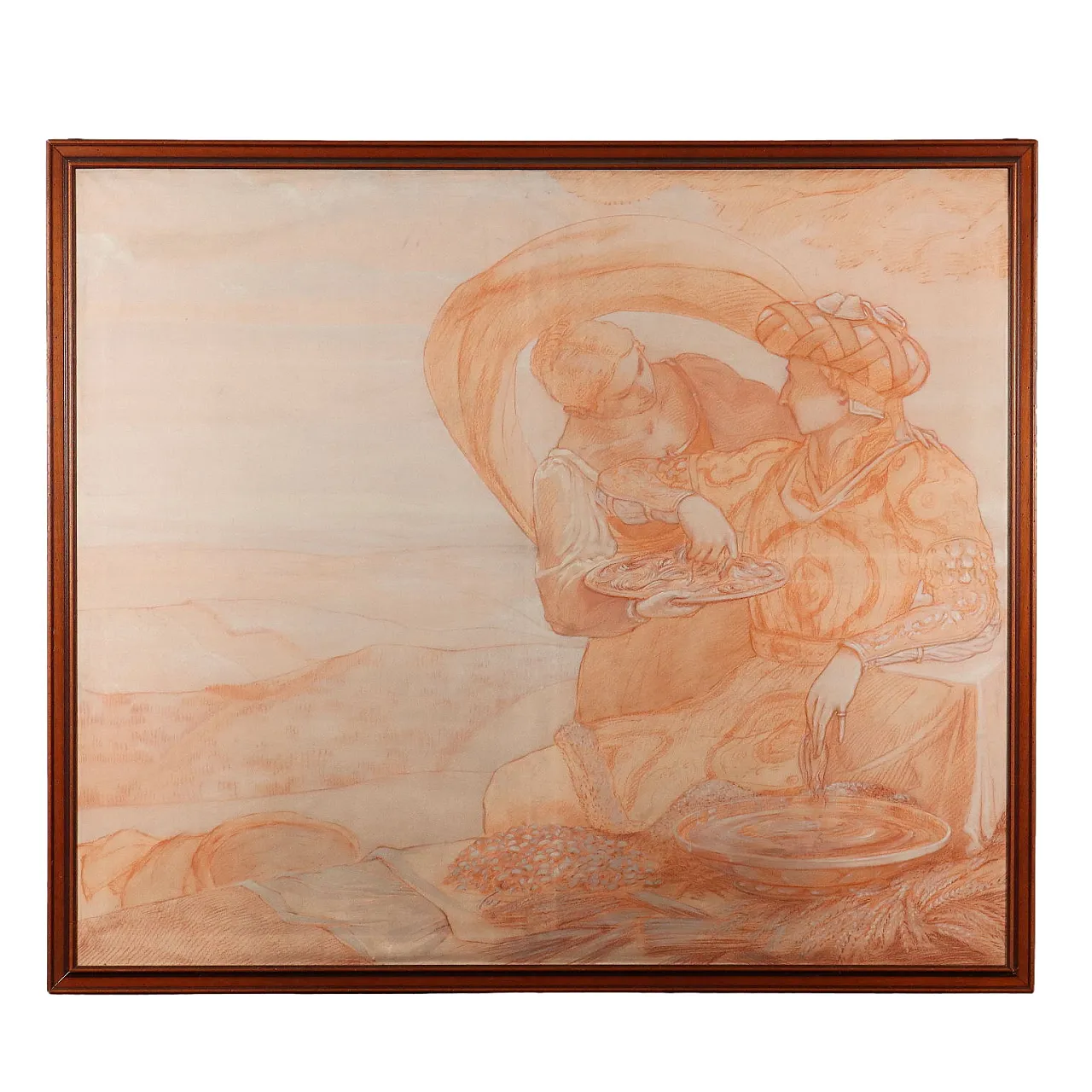 Genre scene with figures, mixed technique on board 2