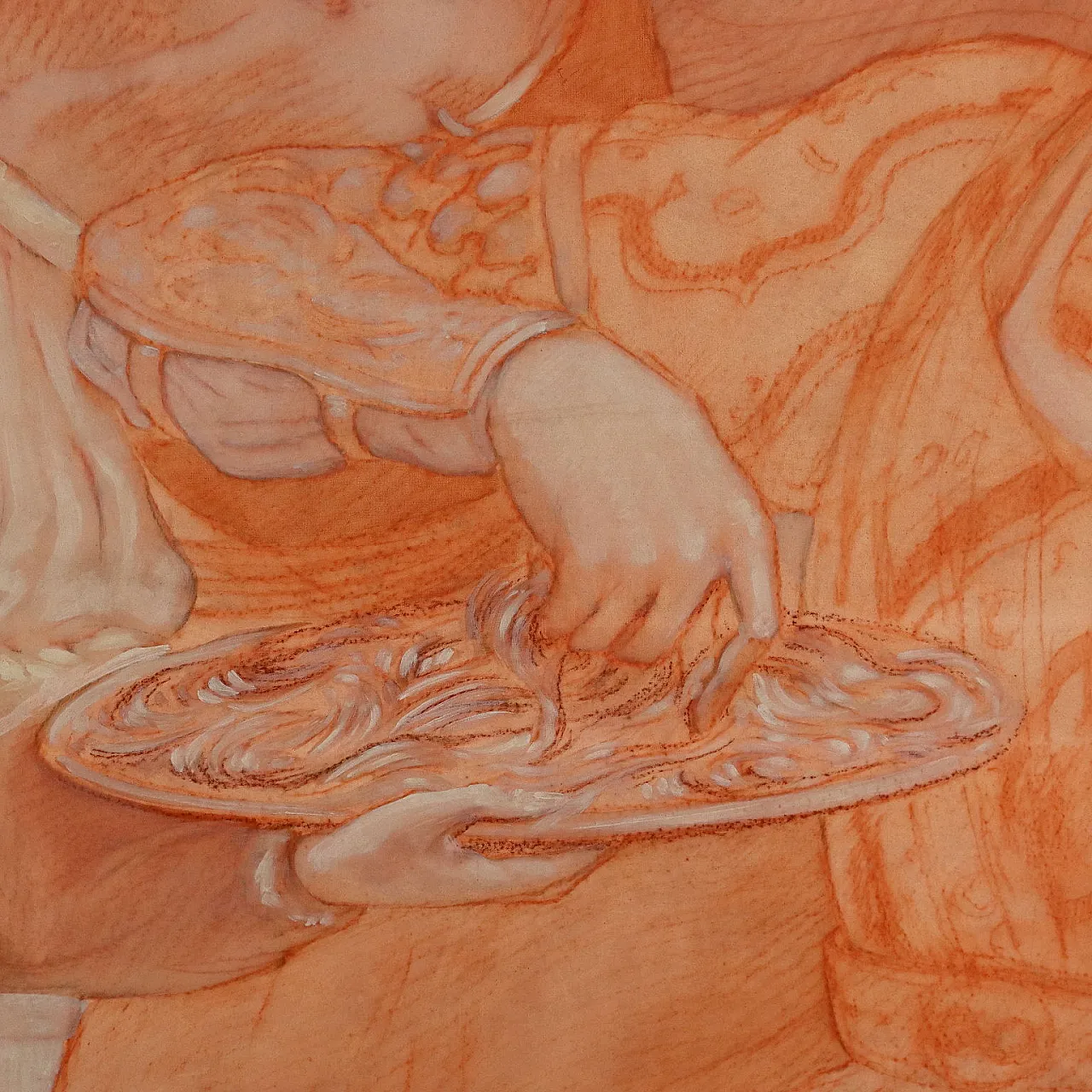 Genre scene with figures, mixed technique on board 4