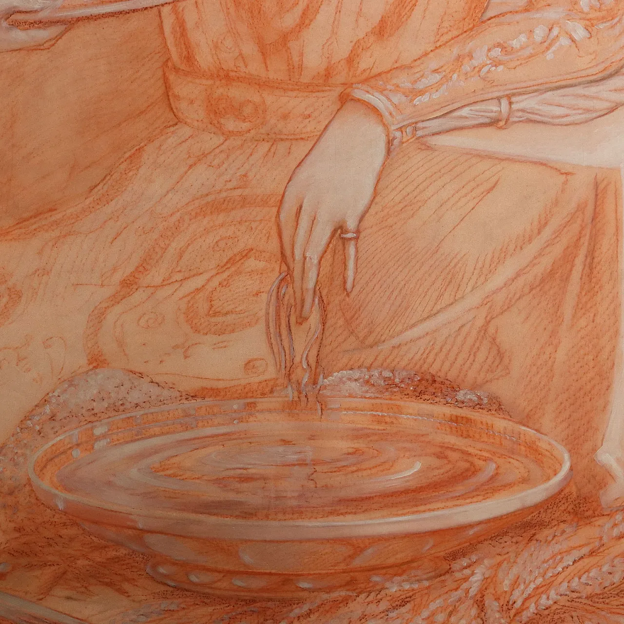 Genre scene with figures, mixed technique on board 7