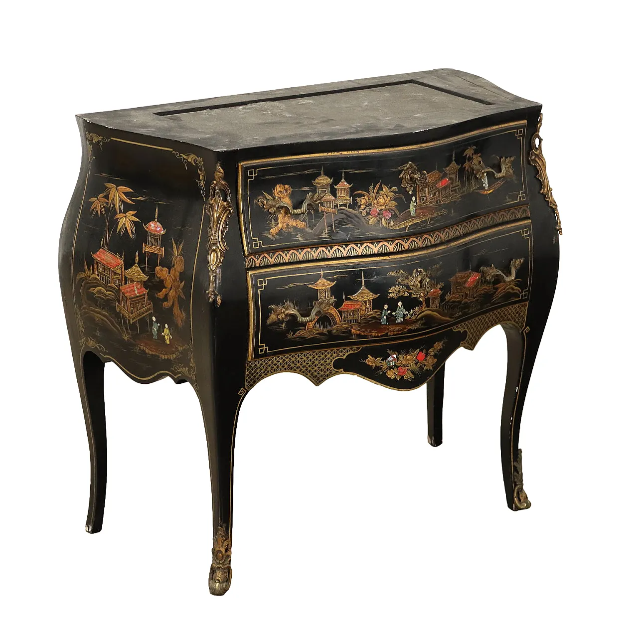Mobiletto in stile Barocchetto in legno laccato, '900 1