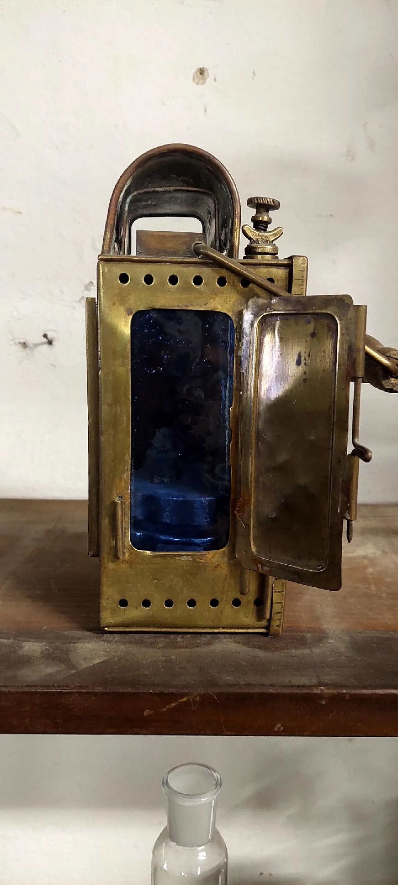 A. Sartorius Wuppertal lamp in brass and colored glass, 1960s 5