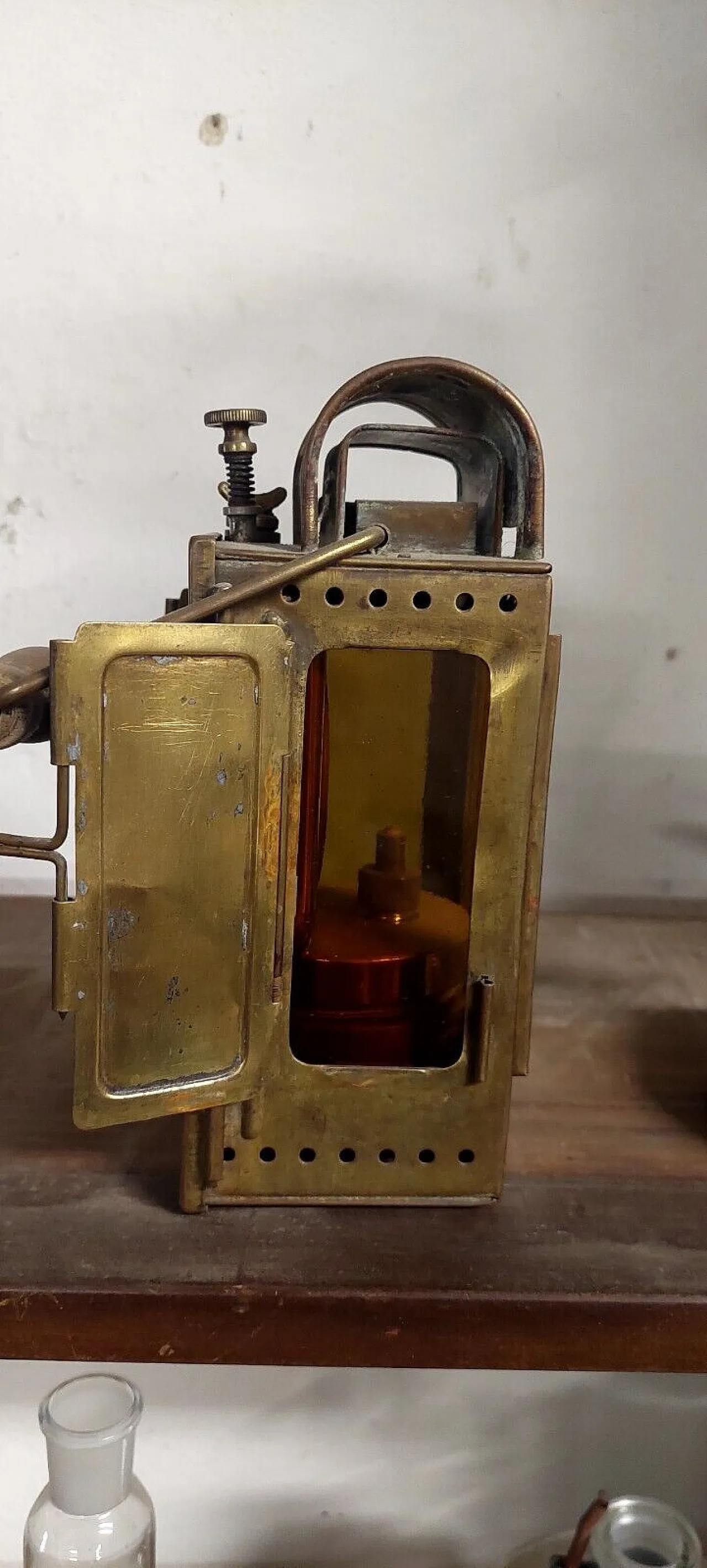 A. Sartorius Wuppertal lamp in brass and colored glass, 1960s 6