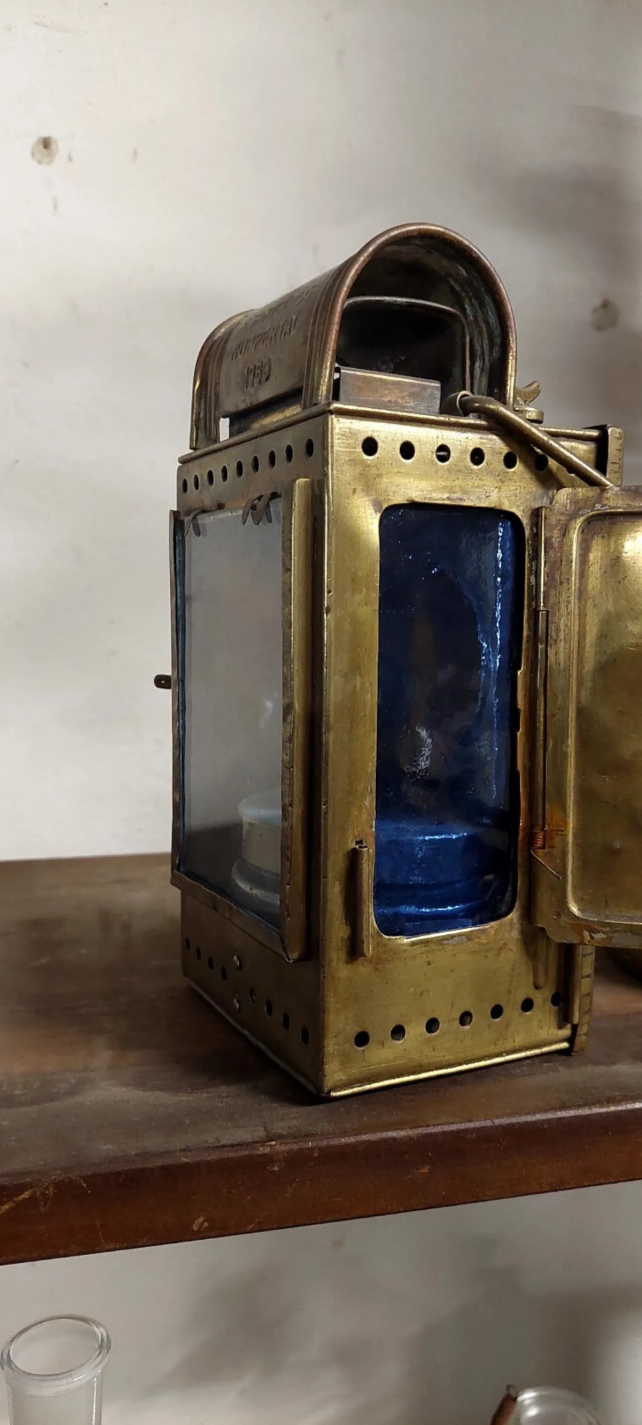 A. Sartorius Wuppertal lamp in brass and colored glass, 1960s 10