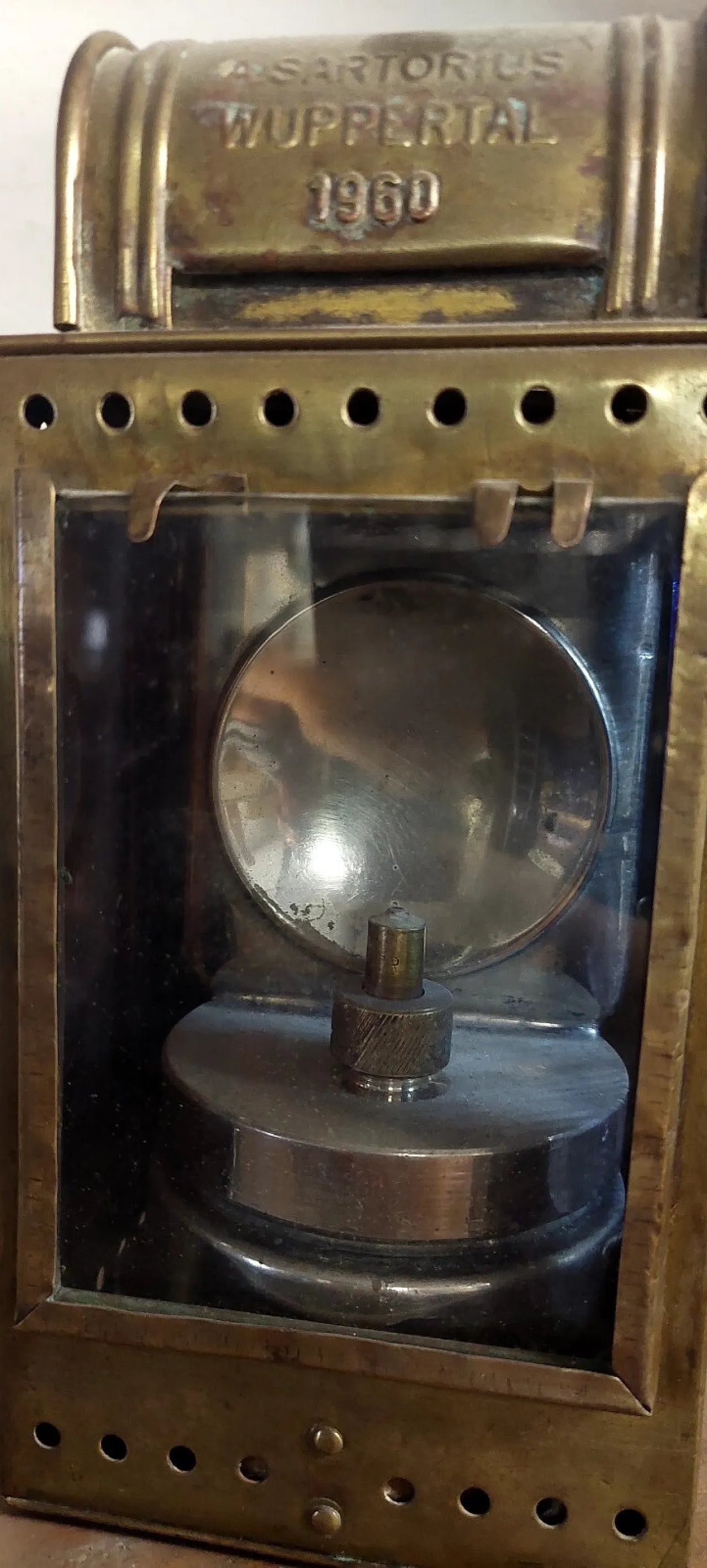 A. Sartorius Wuppertal lamp in brass and colored glass, 1960s 11