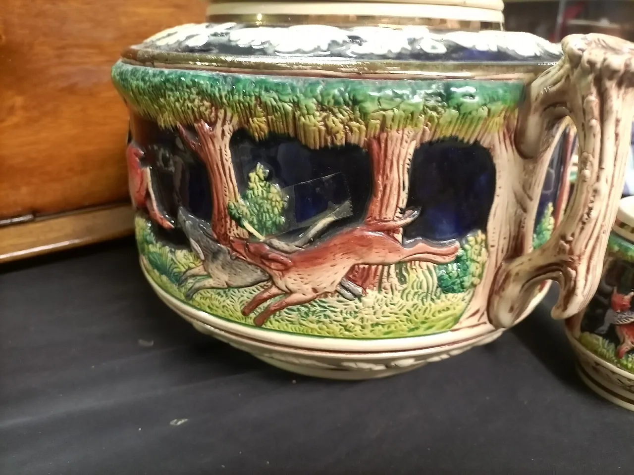 Ceramic tureen with 6 cups from West Germany, early 20th century 5