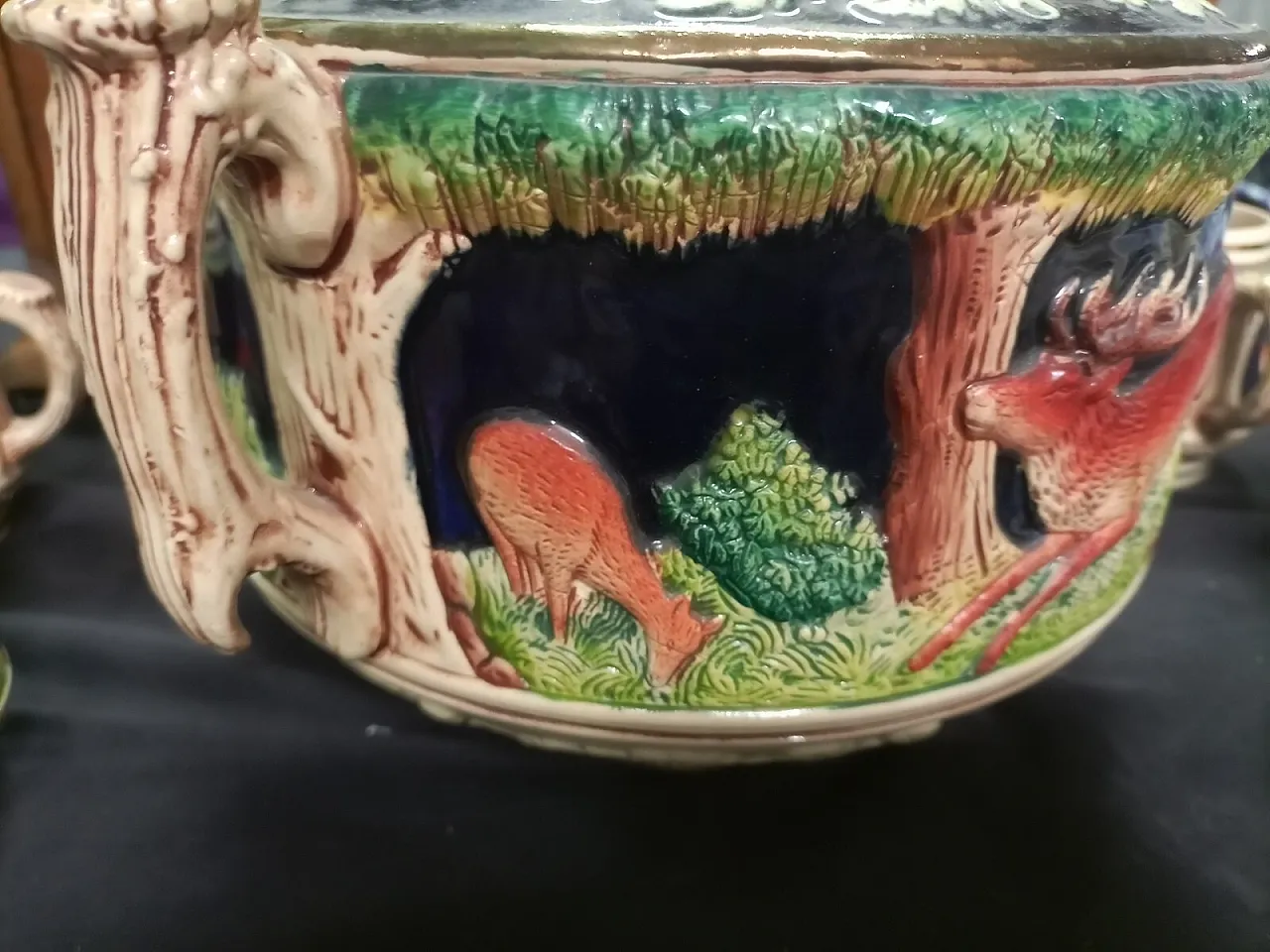 Ceramic tureen with 6 cups from West Germany, early 20th century 9