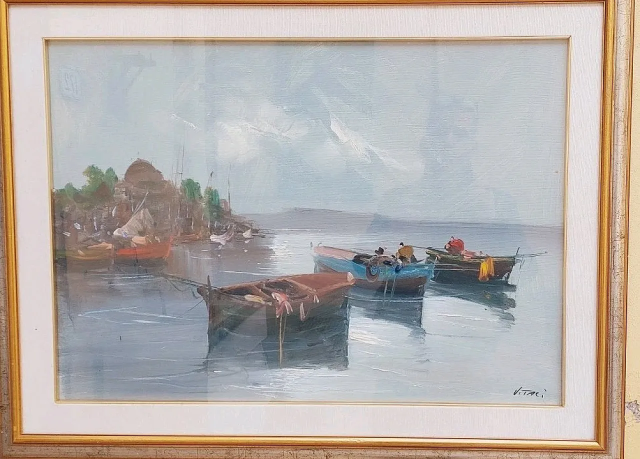 Marina di Renato Vitali, olio su tela, fine '900 2