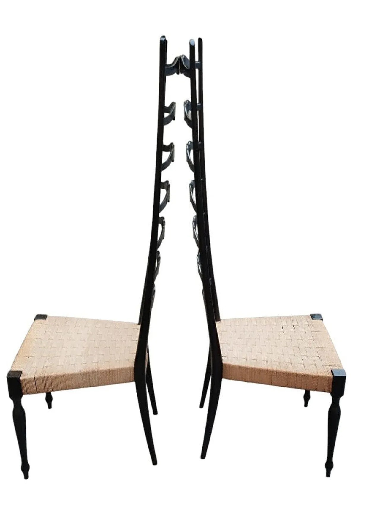 Pair of Chiavarine high back chairs, mid-20th century 2