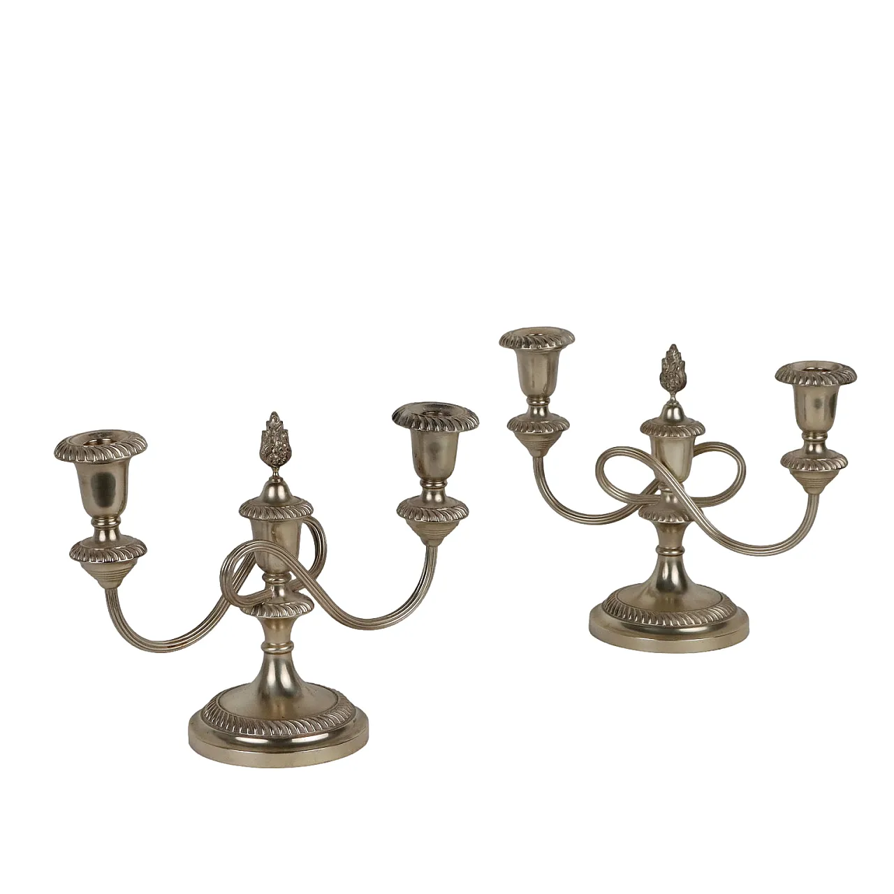 Coppia di Candelabri in Argento Pampaloni Franco Firenze 1