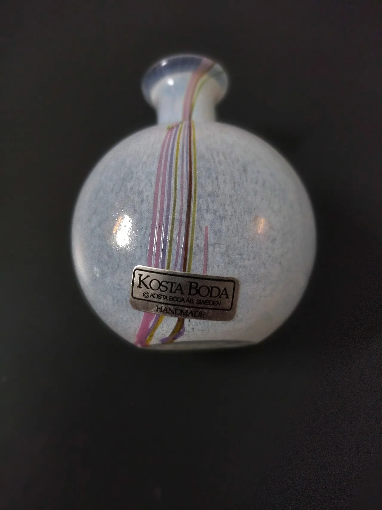 Kosta Boda Rainbow blown glass bottle 1