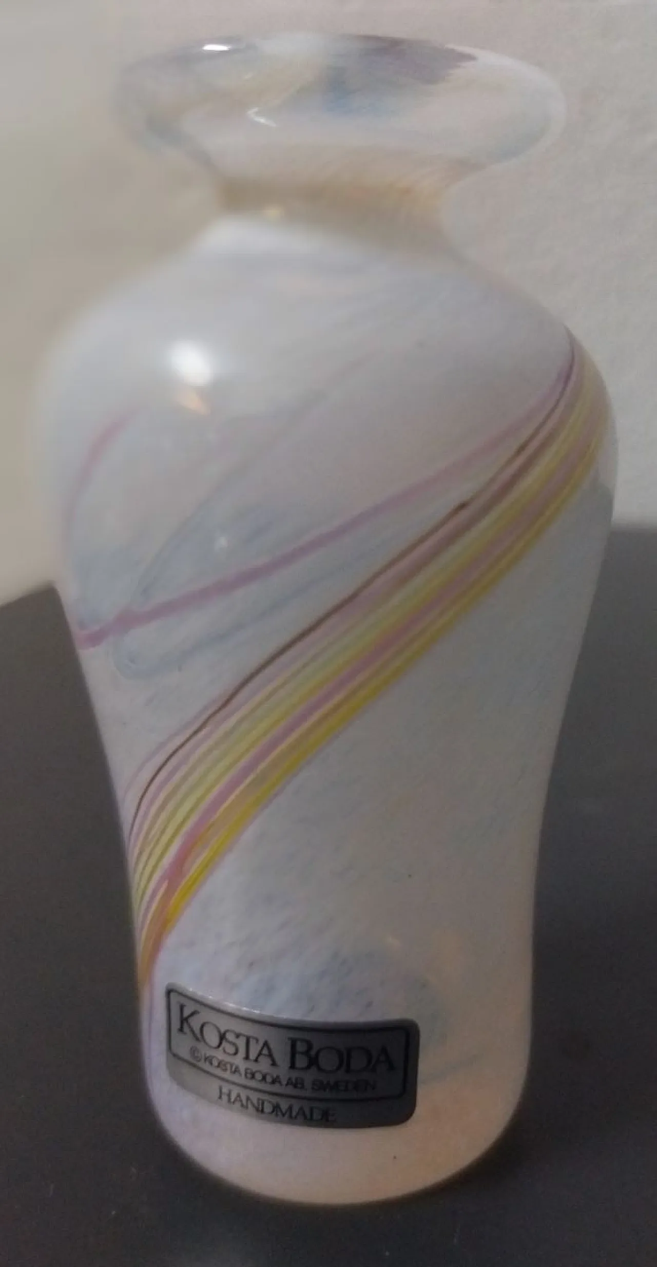 Rainbow blown glass vase by Kosta Boda 1