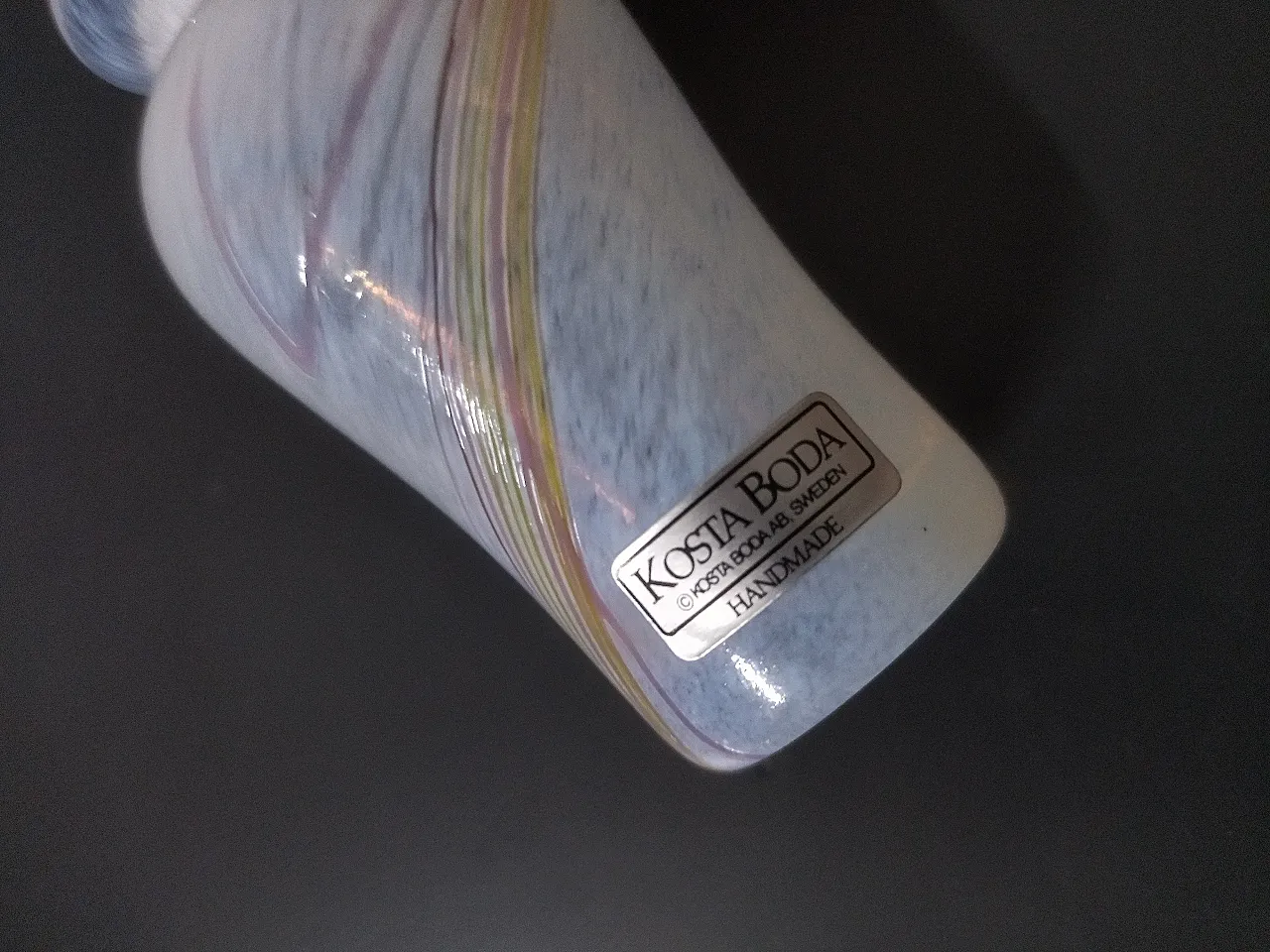 Rainbow blown glass vase by Kosta Boda 4