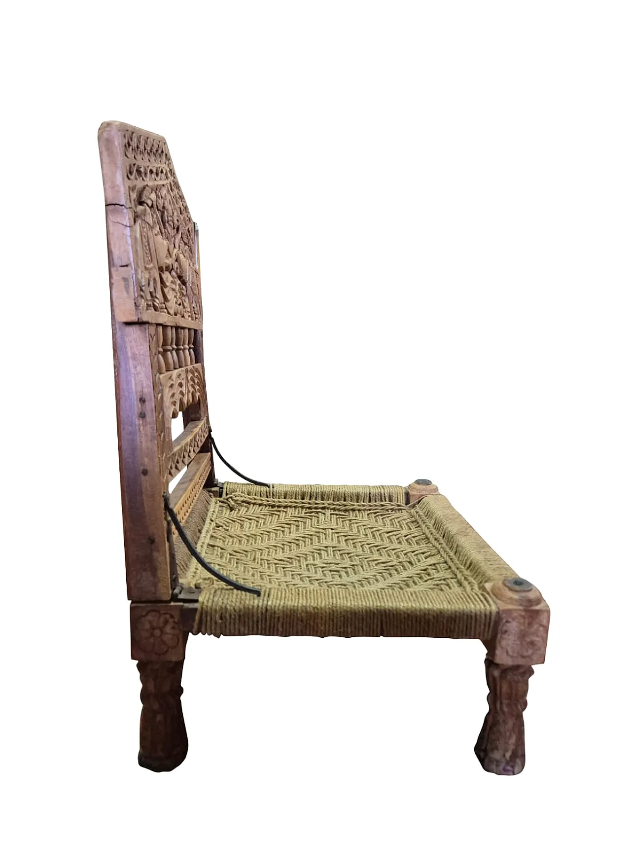 Pair of hand carved Indian chairs, 1920s 2