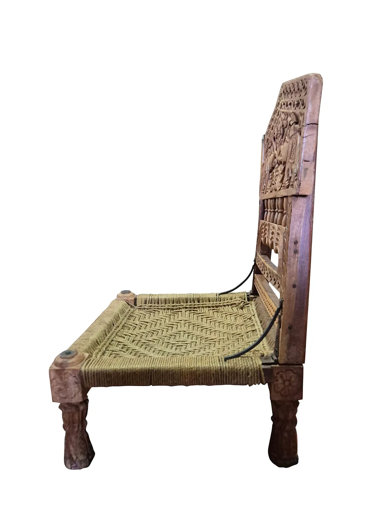 Pair of hand carved Indian chairs, 1920s 9
