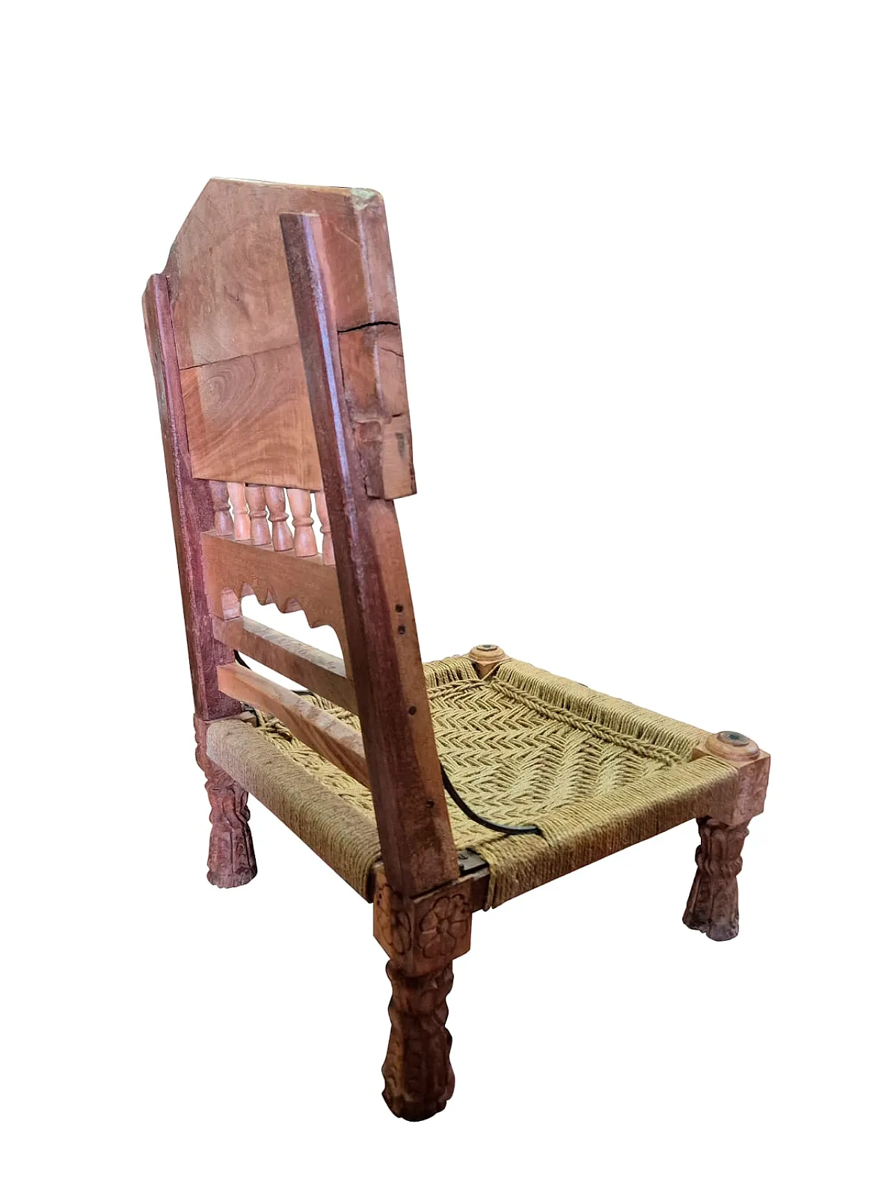 Pair of hand carved Indian chairs, 1920s 10