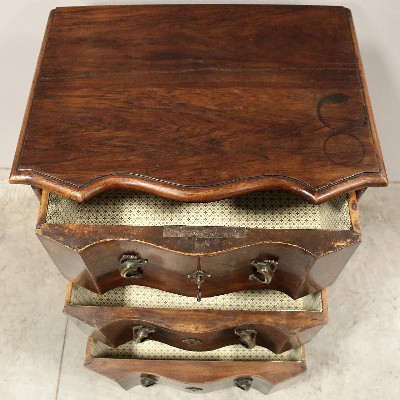 Cassettiera cassettone comò Luigi XV in noce '700 Italia 7