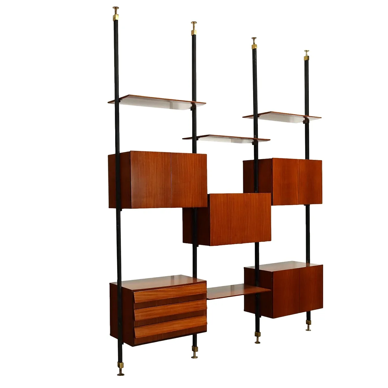 Metal and brass centrepiece bookcase, mid-20th century 1