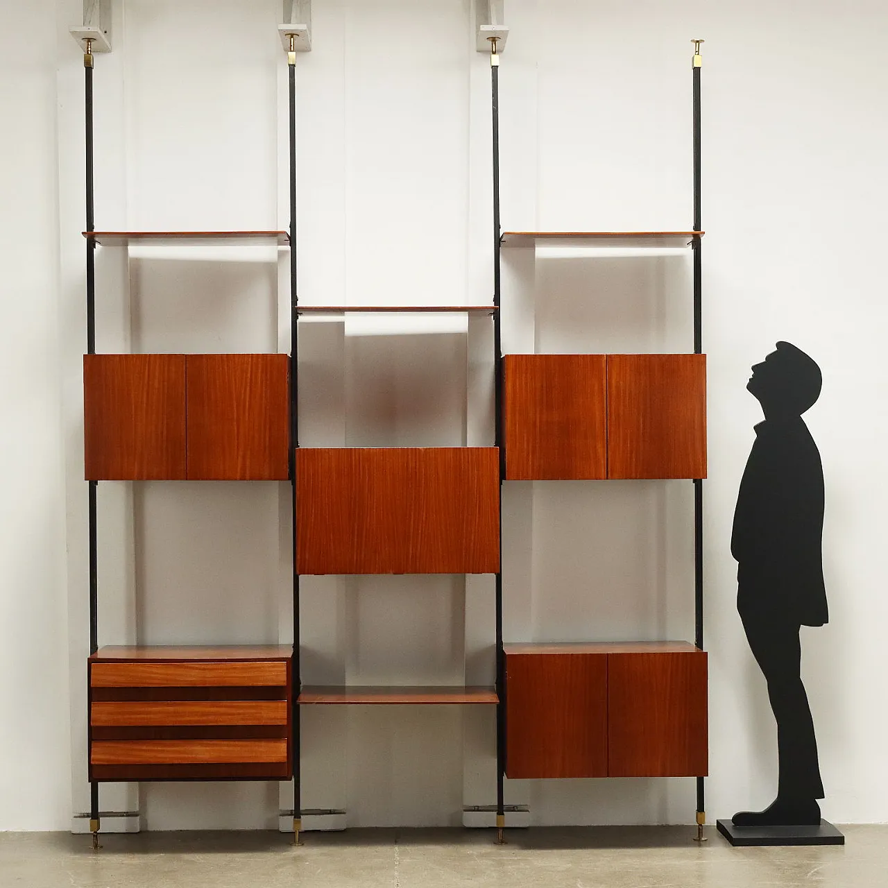 Metal and brass centrepiece bookcase, mid-20th century 2