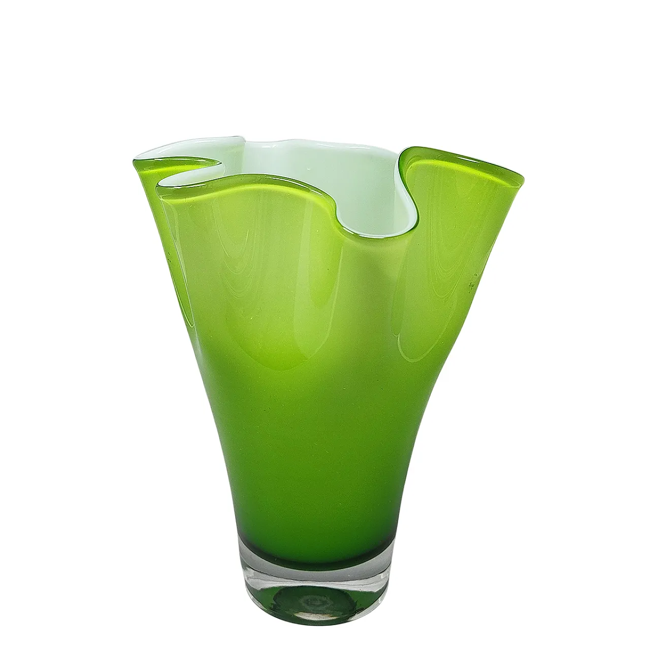Green Vase Fazzoletto by Ca 'dei Vetrai in Murano, 1960s 1
