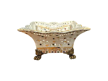 Centrotavola United Wilson porcellana smaltata e bronzo dorato, '800