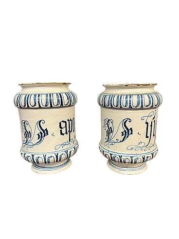 Coppia di vasi albarello da farmacia.,Bassano, '700