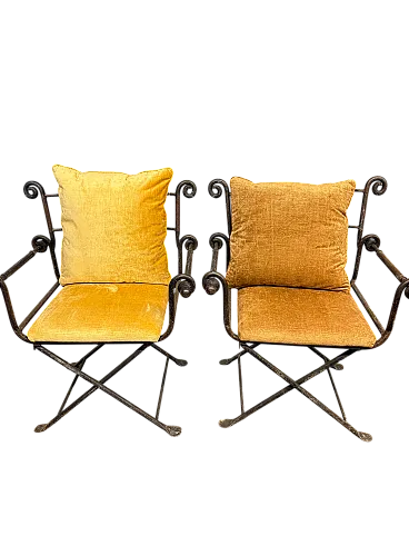 Coppia di poltrone in ferro battuto classiche, '900