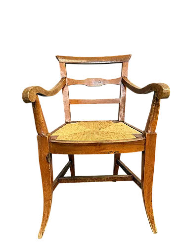 Poltrona in noce Luigi XVI impagliata Toscana, fine '700