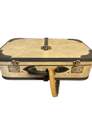 Coppia di valigia in pelle e cuoio, anni '50