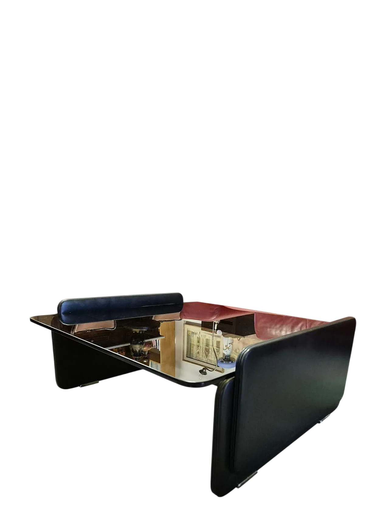 Presidente di fumo in pelle e tavolo di vetro di Poltrona Frau, 20 ° secolo 20