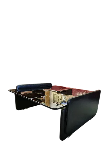 Presidente di fumo in pelle e tavolo di vetro di Poltrona Frau, 20 ° secolo