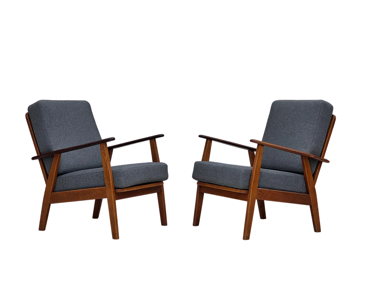 Coppia di poltrone danesi, lana, anni '70 22