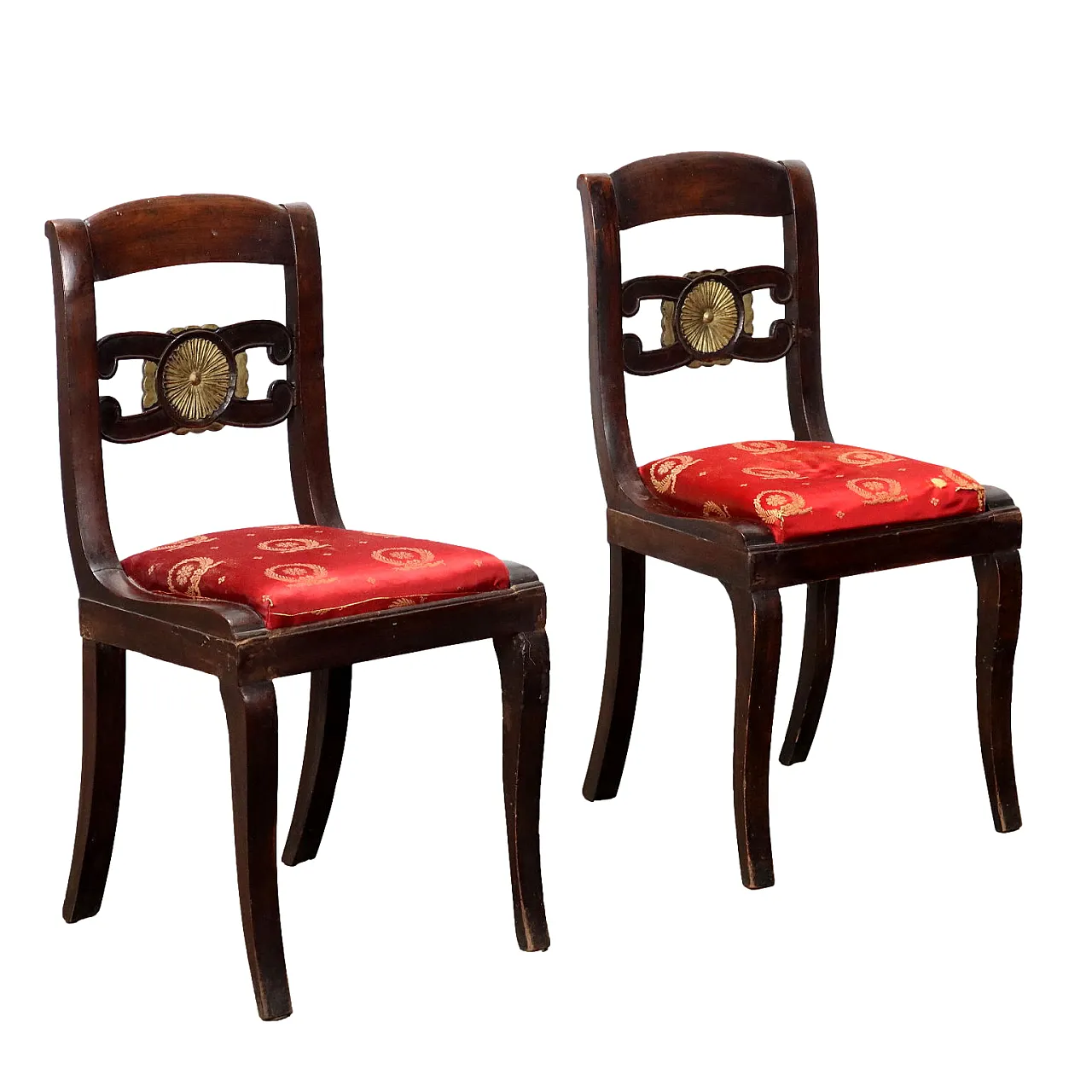 Pair of Directoire walnut chairs, early 19th century 1