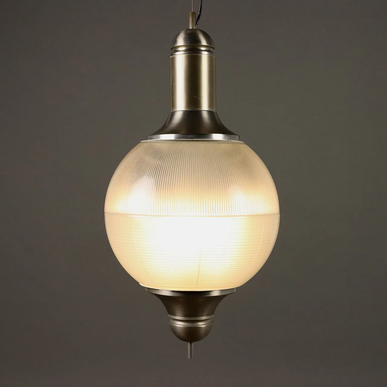 Lampadario in vetro e alluminio anodizzato, fine '900 3