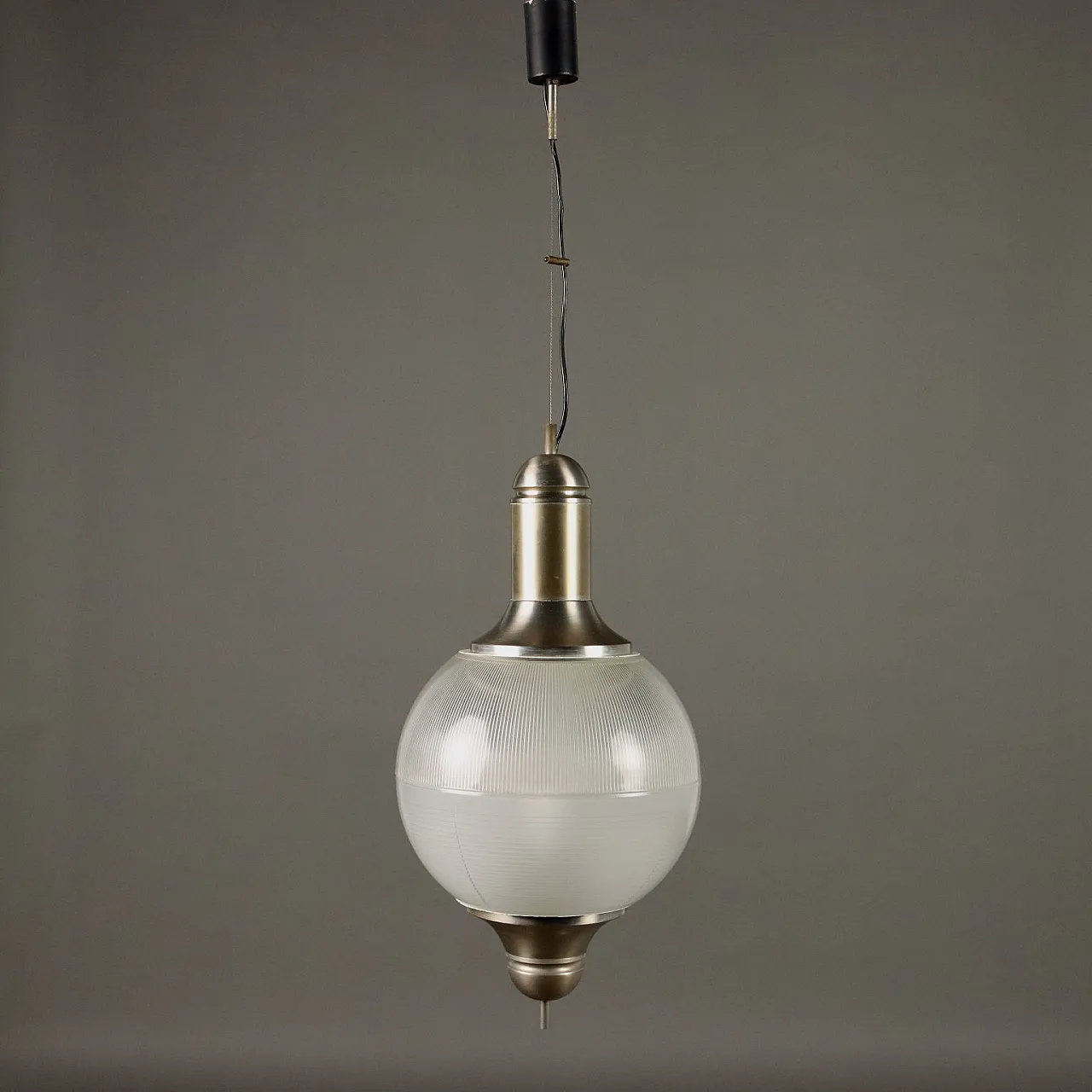 Lampadario in vetro e alluminio anodizzato, fine '900 4