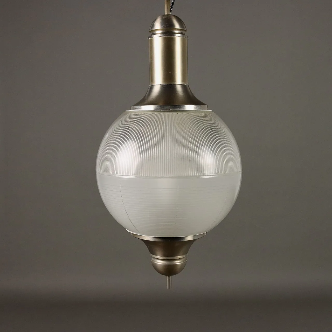 Lampadario in vetro e alluminio anodizzato, fine '900 5