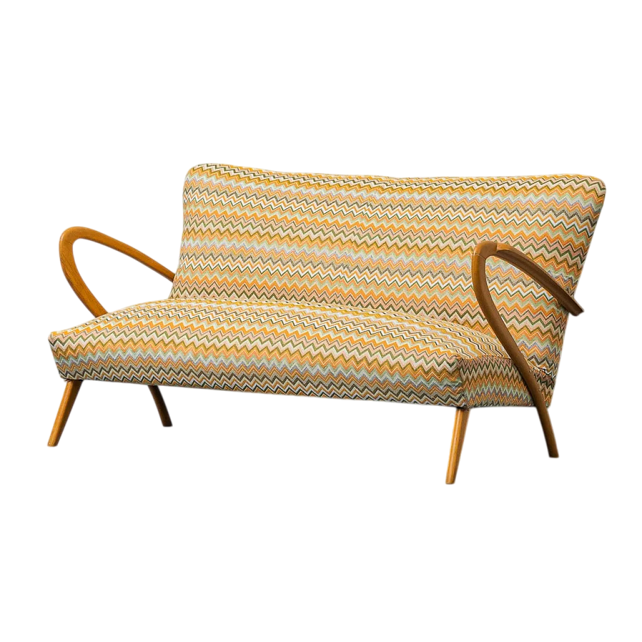 2 seater sofa with Missoni fantasy attributed to Paolo Buffa, 50s 12