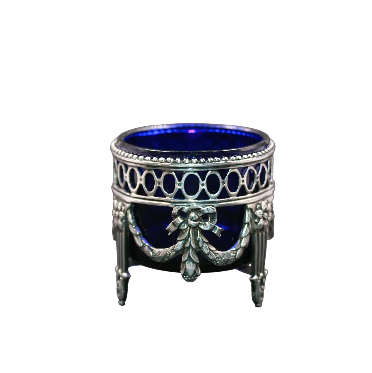 Saliera in Argento con Vetro Blu stile Luigi XVI, 1930 4