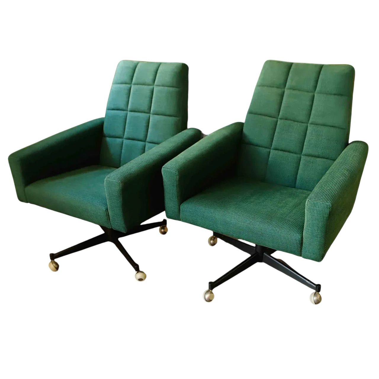 Coppia di sedie girevoli retrò su rotelle 23